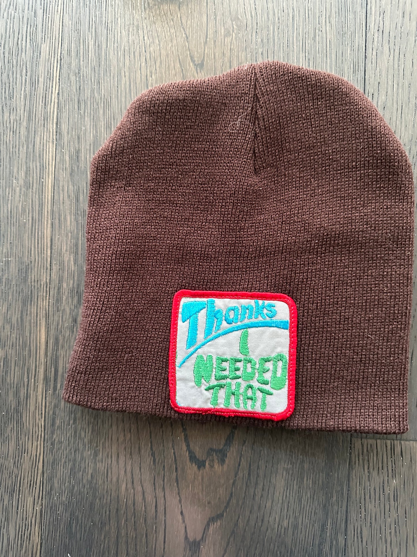 Vintage Thanks Patch on New Beanie