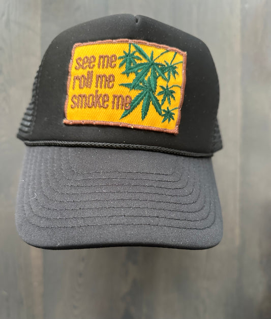 Vintage Roll Me Patch On New Trucker Hat