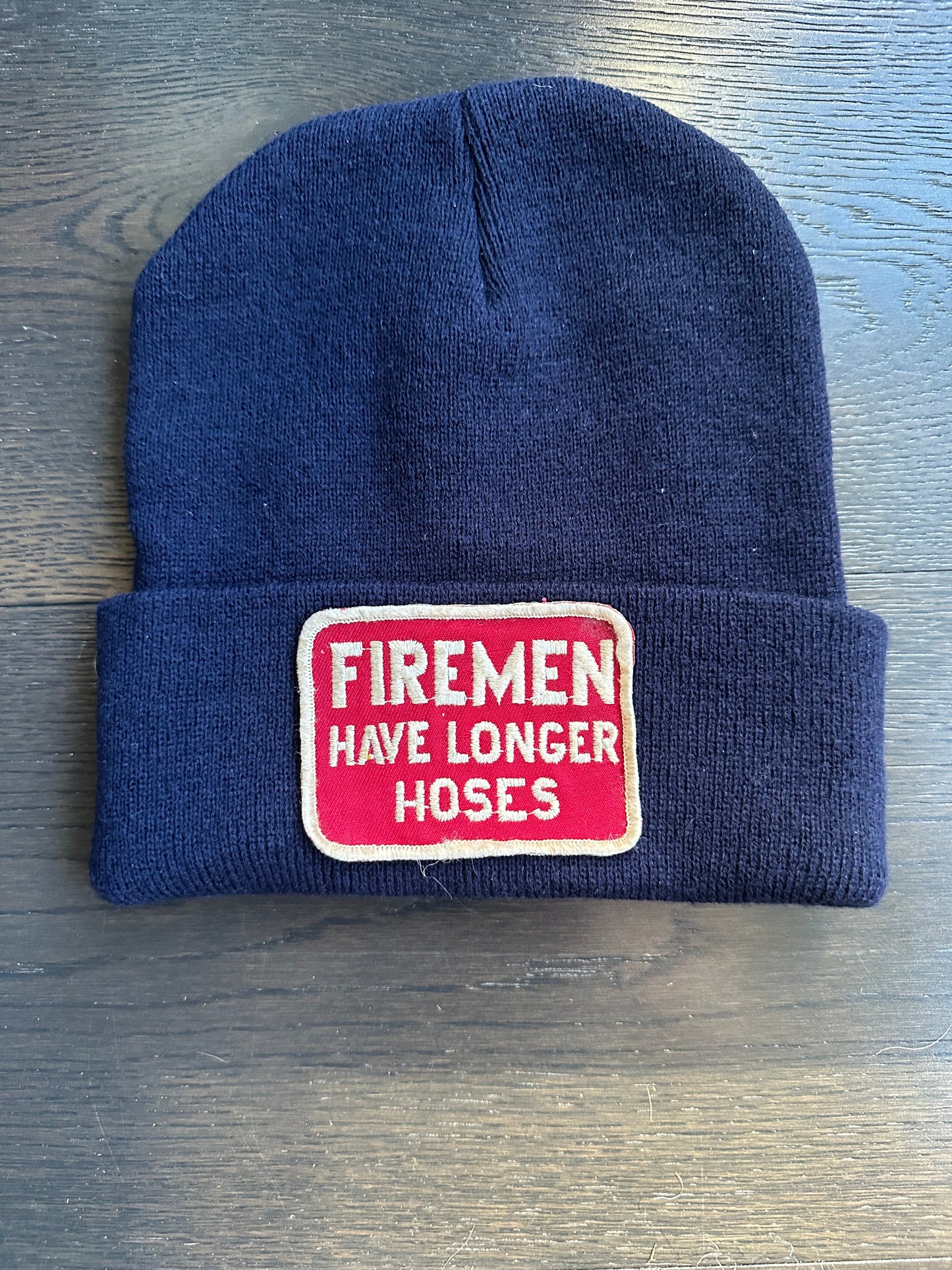 Vintage Funny Fireman Patch on New Beanie