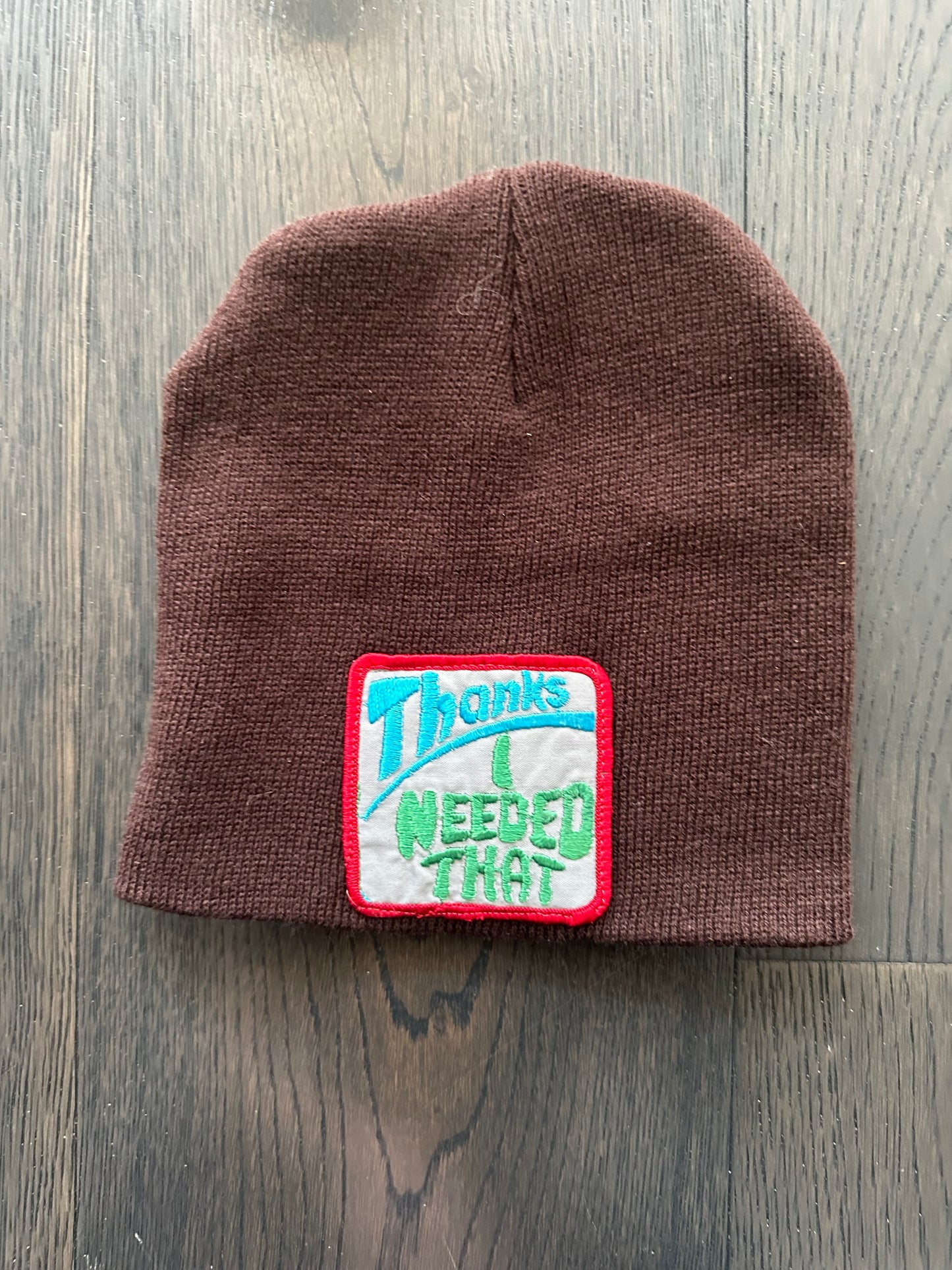 Vintage Thanks Patch on New Beanie