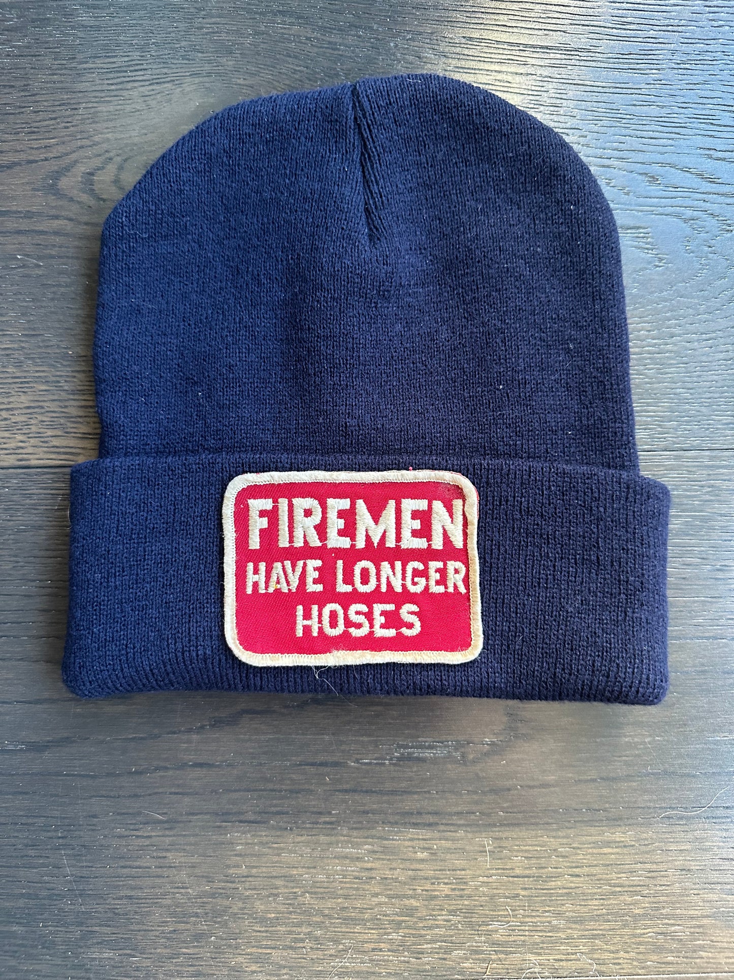 Vintage Funny Fireman Patch on New Beanie