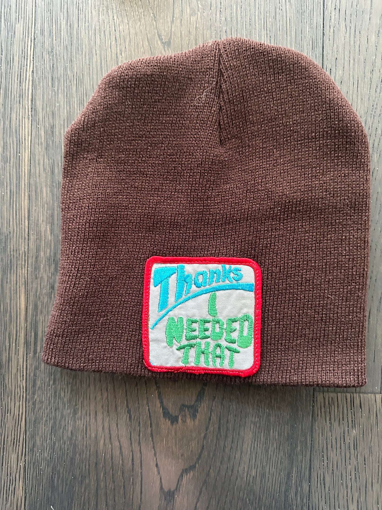 Vintage Thanks Patch on New Beanie