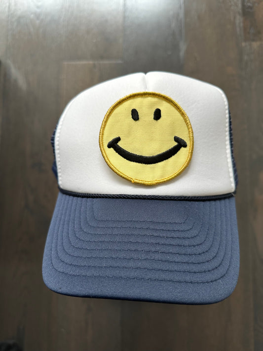 Vintage 70’s Smiley Patch On New Trucker Hat