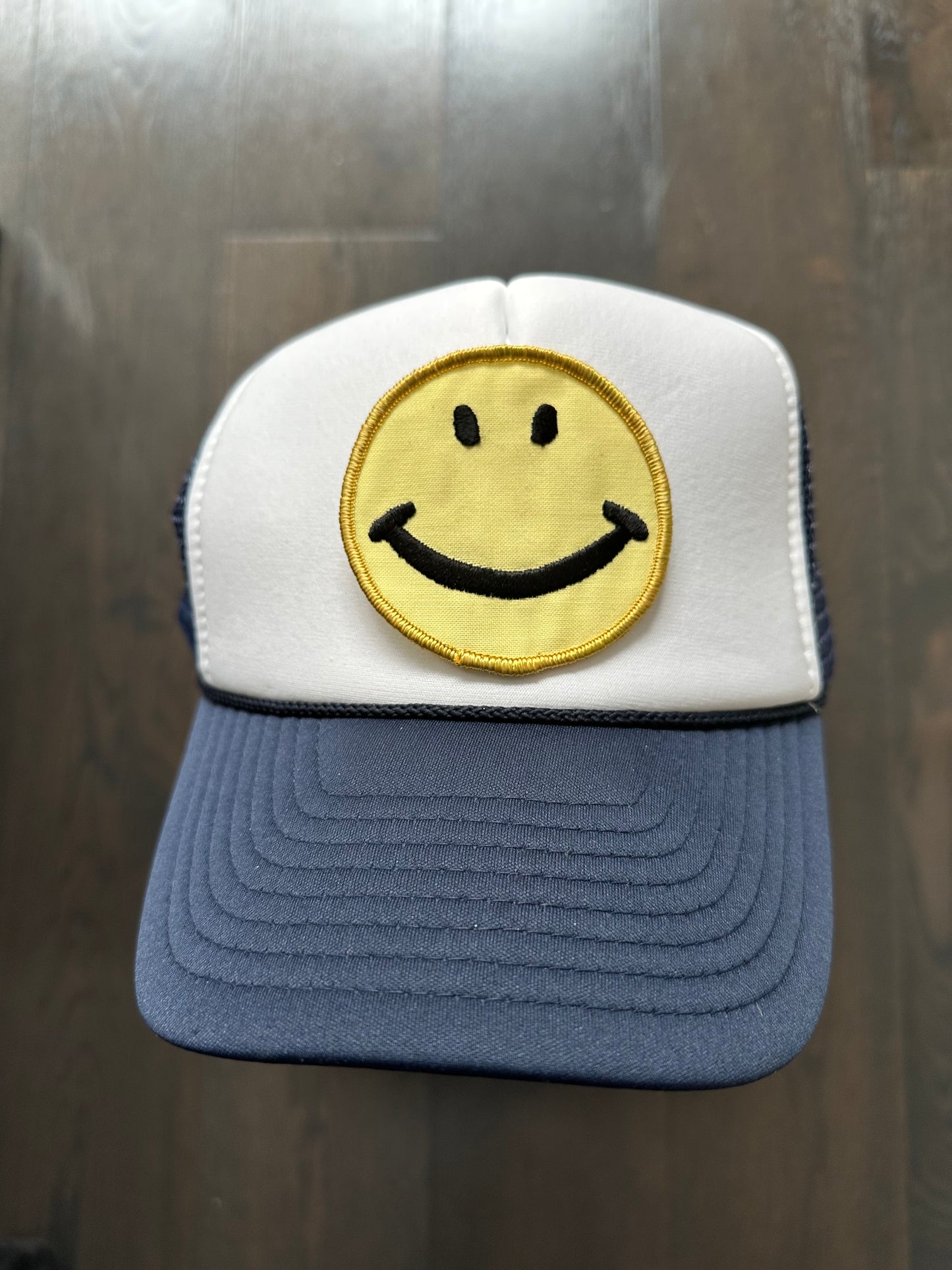 Vintage 70’s Smiley Patch On New Trucker Hat