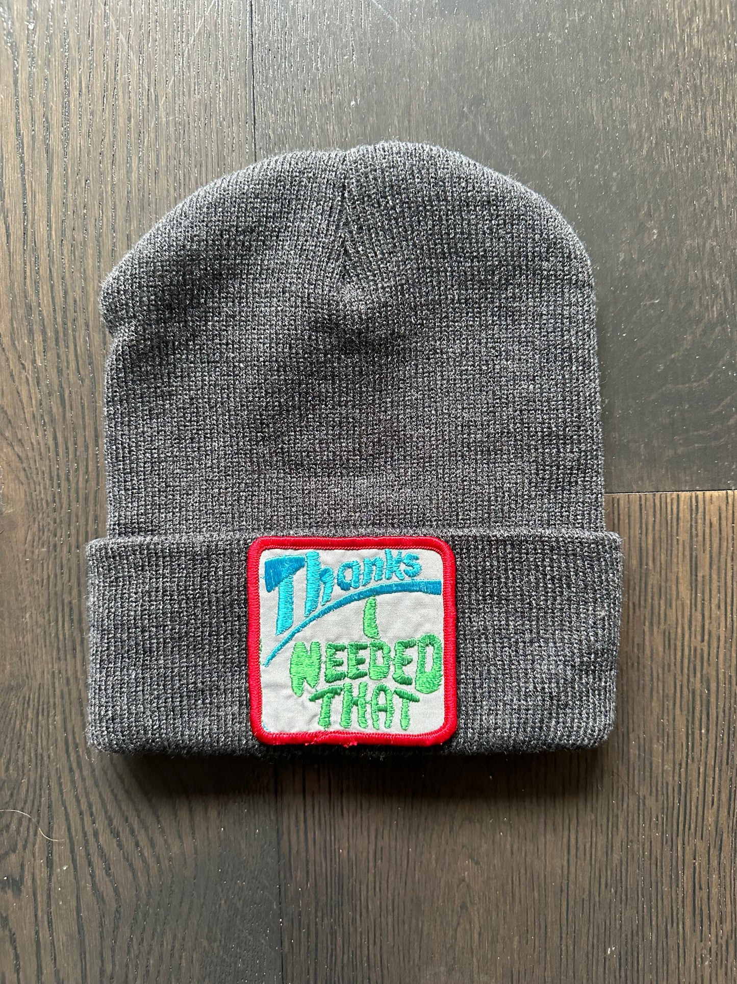 Vintage Thanks Patch on New Beanie